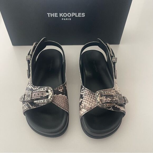 THE KOOPLES SNAKE PRINT BUCKLE LEATHER SLIDE SANDAL NIB 36 - Picture 9 of 12